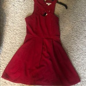 Burgundy high neck dress